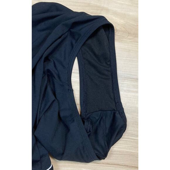 La Blanca L One Piece Swimsuit Black w White Trim & Tiny Bow Size 12 / L - Picture 11 of 12